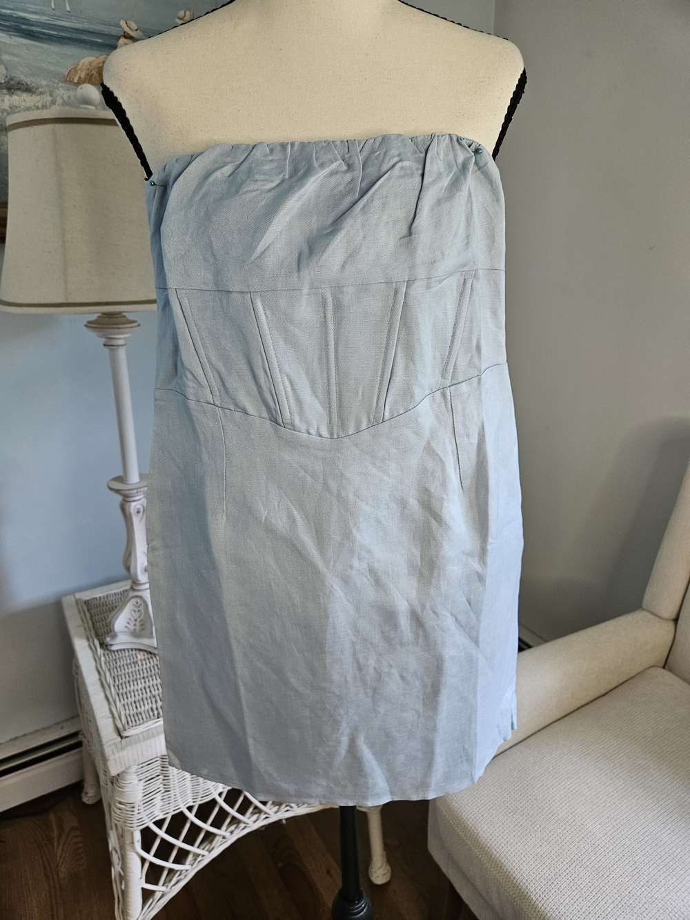 Strapless Light Blue Summer Dress P-31